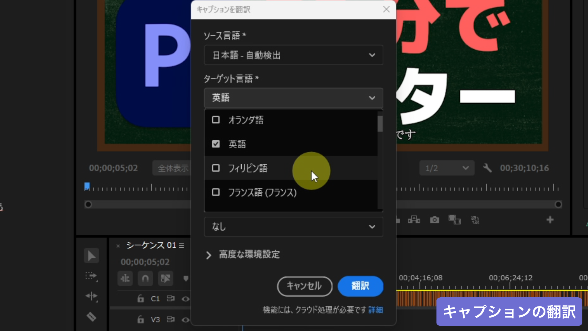 キャプションの翻訳機能:多言語対応が超スムーズに!
