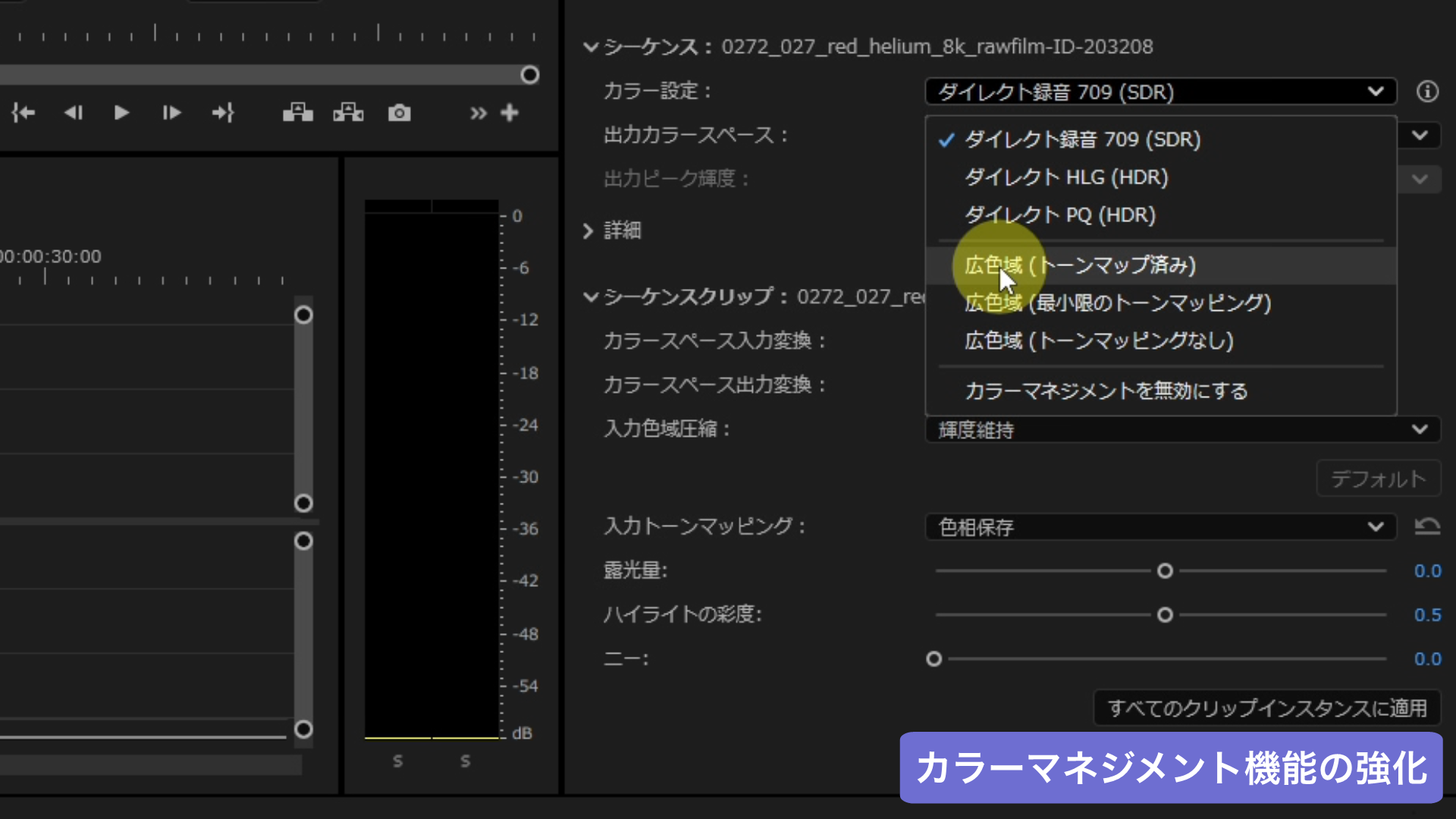 カラーマネジメントの強化:ACESワークフローが可能に!