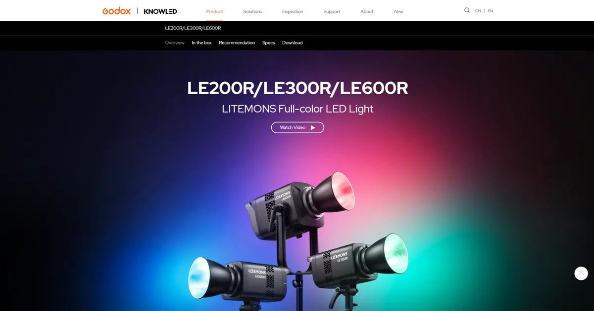 Godox、Litemons LE200R・LE300R・LE600Rを発売｜電源ユニット内蔵のフルカラーRGB LEDライト