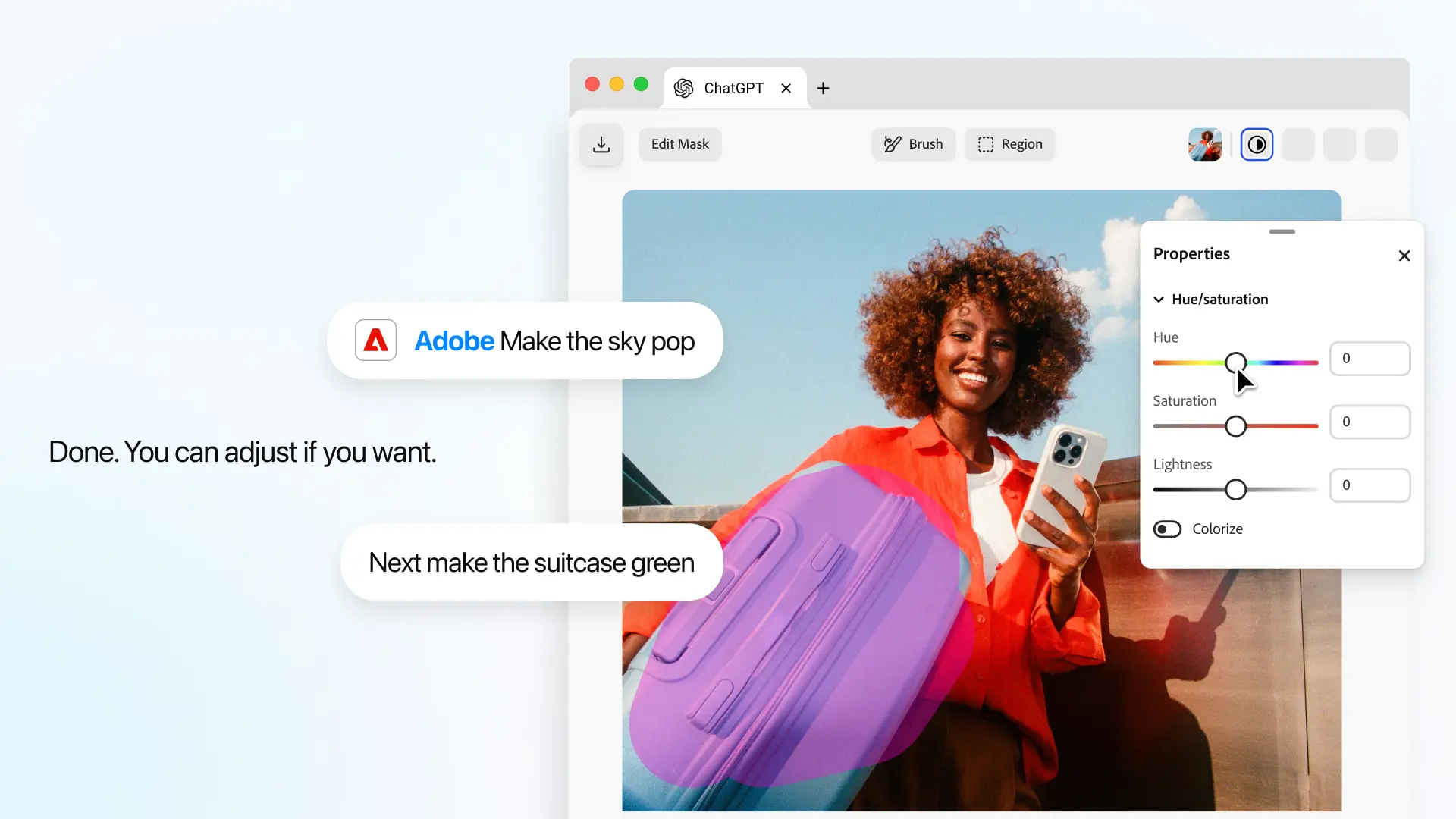 Adobe、ChatGPT向けプラグインにインタラクティブ編集機能　画像やPDFを直接操作可能に